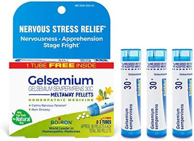 Boiron Gelsemium 30C Homeopathic Medicine For Relief From Stress Nervousness Apprehension And Stage Fright 3 Count (240 Pellets)