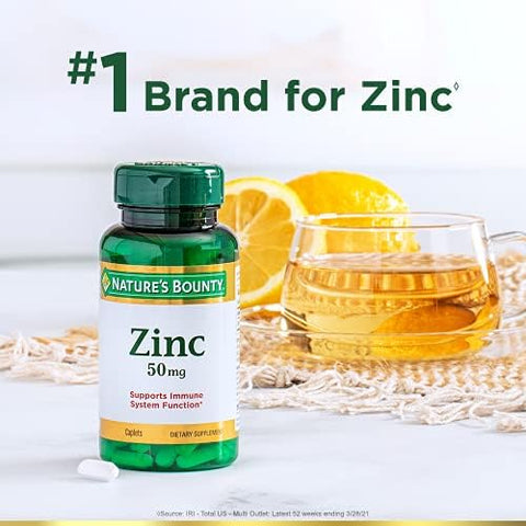 NatureS Bounty Zinc 50 Mg Caplets Unflavored 100 Count Pack Of 2