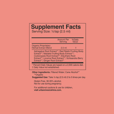 Urban Moonshine Mushroom Immune - Daily Support With Reishi & Astragalus - Long-Term Tonic For Healthy Immune System - Immune Support Supplement - Gluten Herbal Supplement - 2 Fl Oz