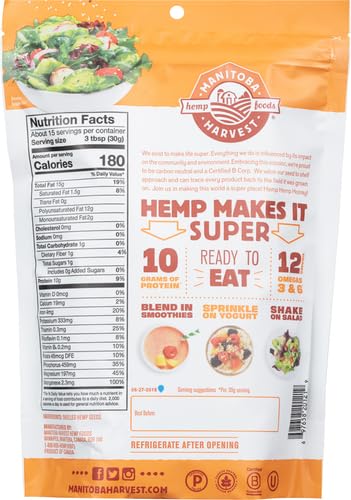 Manitoba Harvest Hemp Hearts Raw Shelled Hemp Seeds, 1lb; with 10g Protein & 12g Omegas per Serving, Non-GMO, Gluten Free - Packaging May Vary (Pack of 2)