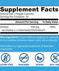 Doctor'S Best Choline Lbitartrate (Vitacholine) Supports Prenatal Health & Liver Function Nongmo Gluten Soy Vegan 60 Veggie Caps