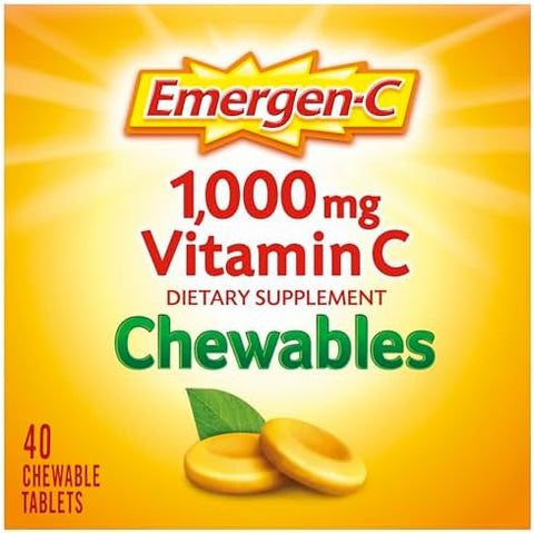 EmergenC Chewable Vitamin C 1000Mg With B Vitamins And Antioxidants Tablet (40 Count Orange Blast Flavor) Dietary Supplement