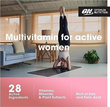Optimum Nutrition Opti Women Daily Multivitamin For Women Immune Support Supplement With Iron 30 Day Supply 60 Count