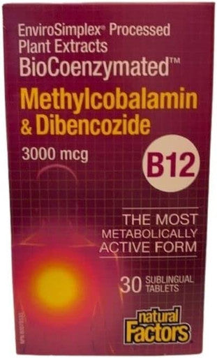 Natural Factors Biocoenzymated Methylcobalamin Dibencozide 3000 Mcg 30 Tab