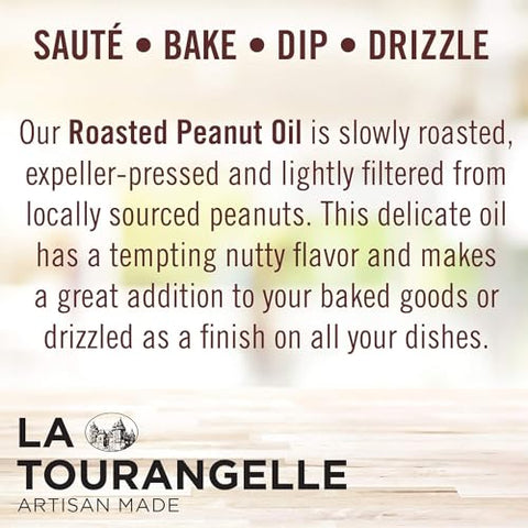 La Tourangelle,Roasted Peanut Oil,Slow Roasted Expeller-Pressed for Rich Flavor,Perfect for Cooking & Baking,Med-High Heat,Unrefined,Small Batch Production in USA,16.9 Fl Oz,(Pack of 2)