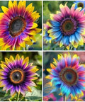 480+ Rare Sunflower Seeds - Red, Purple, Blue, Black-Centered, Charcoal, Teddy Bear & Smiley - Non-GMO, High Germination & Pollinator Friendly - Ideal for Outdoor Gardens, Containers & Borders