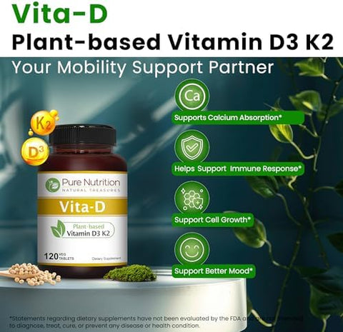 Pure Nutrition Vitamin D3 K2 + CalD PlantBased Calcium Vegan D3 From Lichen Bundle Pack