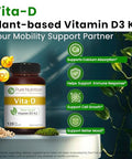 Pure Nutrition Vitamin D3 K2 Cal-D Plant-Based Calcium Vegan D3 From Lichen Bundle Pack