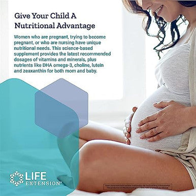 Life Extension Prenatal Advantage Supplement ÃƒÂ¢Ã¢â€šÂ¬Ã¢â‚¬Å“ Comprehensive Prenatal Vitamin For Pregnant Women - Complete Multivitamin For Healthy Brain With Dha - Non-Gmo, Gluten--120 Softgels