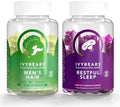 IvyBears Men's Hair Vitamins and Restful Sleep Gummies Biotin Zinc and Melatonin with LTheanine and Lemon Balm Vegan Hair Growth and Sleep Support 2Pack