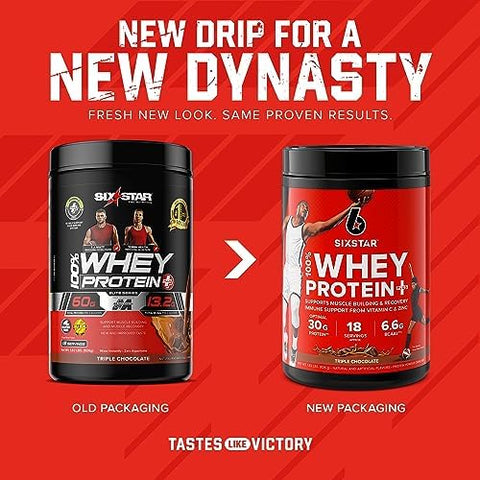 Six Star Elite 100% Whey Protein Plus Triple Chocolate 1.8Lbs And Muscletech Grass Fed Whey Protein Powder Deluxe Vanilla 1.8 Lbs