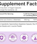 Premom Prenatal Choline Bitartrate Supplement: 550Mg For Cognitive Development Meet Daily Needs" Nutritional Support For Pregnancy & Metabolism Baby Brain Development " 60 Capsules 30 Days Supply