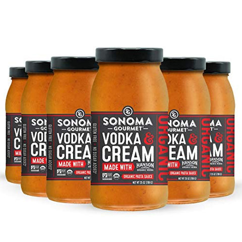 Sonoma Gourmet Jarred Organic Vodka Cream Sauce | USDA Organic, Non-GMO | 25 oz Jars (6 Pack)