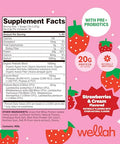 Wellah Grass-Fed Whey Protein Isolate Powder (Strawberries And Cream) 30 Servings - With Prebiotics Enzymes & Probiotics 20G Of Protein 100 Calories Naturally Sweetened