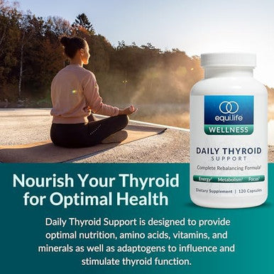 Equilife - Daily Thyroid Support, Thyroid Supplement, Promotes Stress Relief, Contains Zinc, Copper, Vitamin A, & Selenium, Rich In Antioxidants, Gluten-Free, Nut-Free, Non-Gmo (120 Capsules)