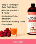 NatureWise Liquid Multivitamin for Women Men of All Ages Sugar Free Vegan Vitamins for Energy Levels Beauty Immune Health with Methylated B12 and Folate NonGMO 30 fl oz(887 mL)