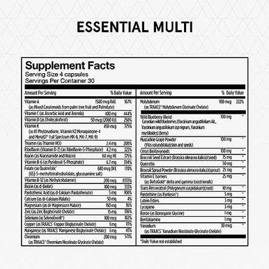 Momentous Essential Multivitamin For Women And Men - Complete Vitamin And Mineral Complex For Athletes & Wellness Enthusiasts - Gmo-Free, Gluten Free, 30 Servings