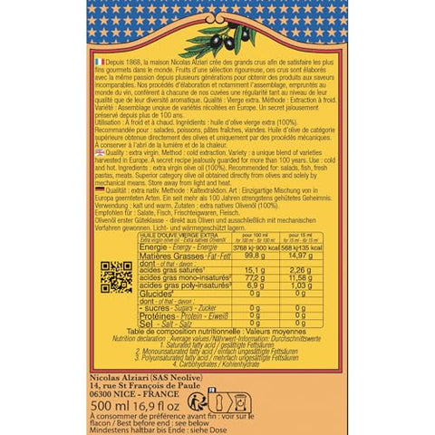 Nicolas Alziari Extra Virgin Olive Oil 16.9 Fl.oz (500ml)