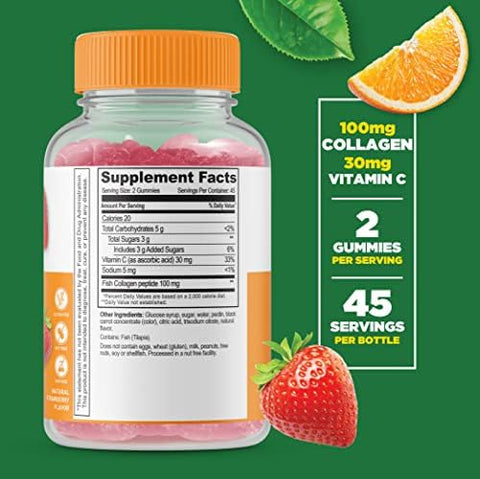 Lifeable Collagen & Vitamin C + Zinc 50Mg Gummies Bundle Great Tasting Vitamin Supplement Gluten Gmo Chewable Gummy