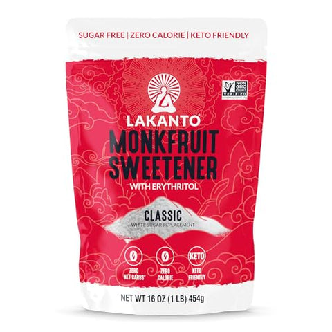 Lakanto Classic Monk Fruit Sweetener with Erythritol 1 lb and ChagaRoot MycoProtein Mushroom Protein Powder Vanilla 1.76 lb