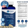 Trace Minerals Complete Calcium and Magnesium 1: 1 Dietary Supplement for Bone Health and Energy Support Mineral Supplement to Aid Immune Health Formula with Sea Minerals 120 Tablets (30 Servings)