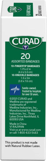 Curad Flex-Fabric Fingertip Knuckle Bandages 20 Count (Pack of 6)