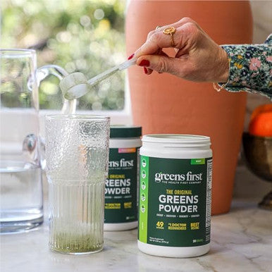 Greens First Original Greens Powder 49 Superfoods Organic Fruits & Veggies Prebiotics Probiotics & Digestive Enzymes Antioxidant Smoothie Dairy Vegan Nongmo (Chocolate 30 Servings)