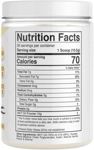 Keto Zone MCT Oil Powder French Vanilla 315 G 30 Day Supply Dr. Colberts Keto Zone Diet Book Coffee Creamer 70 C8 30 C10 0 Net Carbs