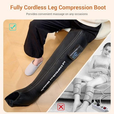 Mynt Full Leg Air Compression Massager Sequential Cordless Compress Therapy Machine For Circulation Pain Relief Rechargeable Leg Massage Recovery System With Multiple Modes & Intensities For Athlete