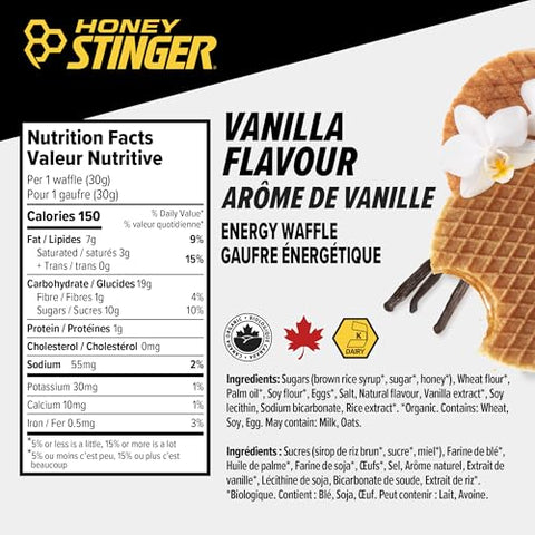 HONEY STINGER Organic Vanilla Waffles 12 Count, 1.06 OZ