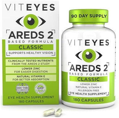 Viteyes Areds 2 Eye Vitamins, Classic Macular Support, Allergen Capsules, With Natural Vitamin E, Vitamin C, Zinc, Copper, Lutein & Zeaxanthin, Eye Doctor Trusted, Manufactured In The Usa, 180 Ct