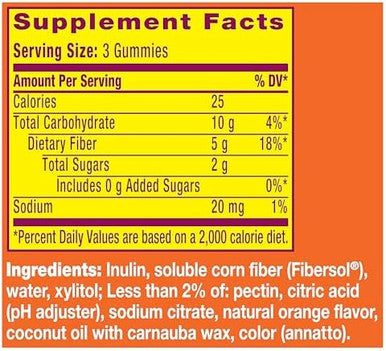 Metamucil Fiber Gummies For Adults No Sugar Added Orange Flavor 5G Prebiotic Plant Based Fiber Supplement Blend 120 Count