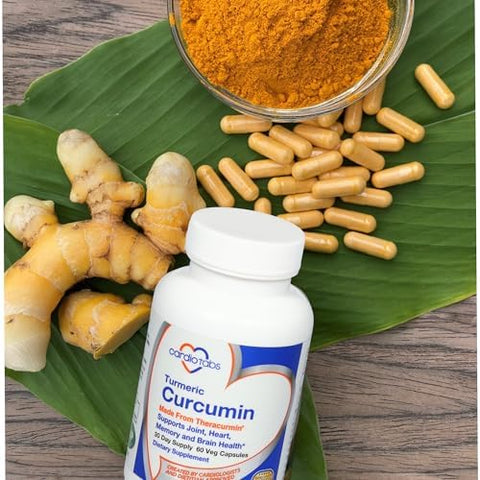 Cardiotabs Turmeric Curcumin Joint Heart Memory & Brain Supplement With 600 Mg Theracurmin Highly Absorbable Curcumin Supplements 60 Vegetarian Curcumin And Turmeric Capsules 30Day Supply