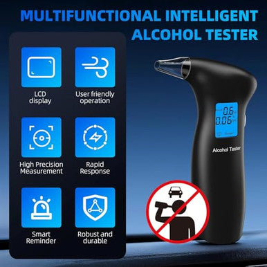 Lyraaxis BreathalyzerProfessional-Grade Breathalyzers For Alcohol With 12 Replaceable MouthpiecesHigh-Accuracy Portable Alcohol Breathalyzer Tester For Personal Home & Travel Use