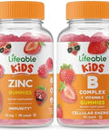 Lifeable Zinc Kids + B Complex Kids Gummies Bundle Great Tasting Vitamin Supplement Gluten Gmo Chewable Gummy