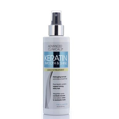 Advanced Clinicals Keratin Detangler Spray. Detangling Hair Spray for Strong, Shiny Hair. Lightweight, Leave-in Conditioner with Amino Acids, Vitamin B5, Olive Oil Softens and Nourishes Hair 8oz