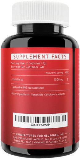 Neurogan Enhanced Strength Urolithin A Pro Capsules - 1000Mg, 120 Count - Advanced Cellular Health & Vitality - 60,000Mg Ultra Micronized - Lab Verified, Made In Usa