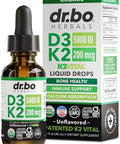 Vitamin D3 K2 Liquid Drops Organic D3K2 Vitamin D3 K2 Drops Liquid Supplement MCT Oil for Adults and Kids Calcium Absorption Strong Bones Vit D and K 5000 IU Supplements Vitamins D + K MK7 1 Fl Oz