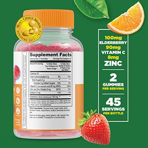 Lifeable Zinc 25mg Kids + Immune Support Kids Gummies Bundle Great Tasting Vitamin Supplement Gluten Free GMO Free Chewable Gummy