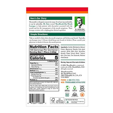 Therabreath Dry Mouth Lozenges With Zinc Tart Berry Flavor 100 Lozenges