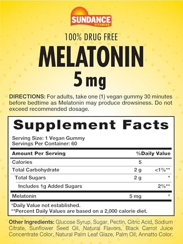 Sundance Melatonin Gummies 5Mg 60 Count Mixed Berry Flavor Vegan Nongmo & Gluten Supplement For Adults