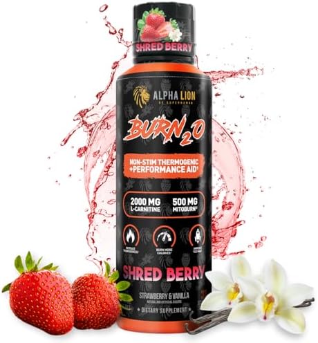 Alpha Lion Burn2O Lcarnitine Liquid 2000Mg Premium Liquid Fat Burner & Preworkout Supplement For Men & Women Natural Energy & Metabolism Booster For Weight Loss Shredberry
