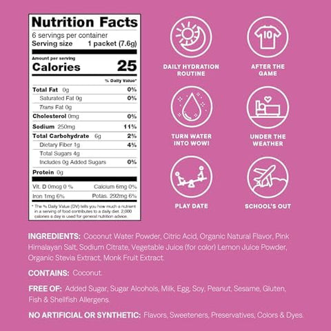 Cure Hydration Family Bundle Plantbased Electrolyte Drink Mix No Added Sugar Coconut Water Fsahsa Nongmo Vegan & Gluten 14Pack Each: Fruit Punch (Kids) & Berry Pomegranate