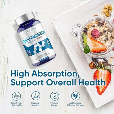 300 Billion Afu Akkermansia Probiotic Supplement - 120 Capsules 2 Month Supply Supports Digestive, Immune & Overall Health - Increases Glp-1 Production - For Men & Women