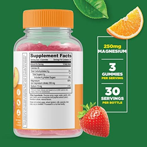Lifeable Vitamin C 750Mg + Magnesium 85Mg Gummies Bundle Great Tasting Vitamin Supplement Gluten Gmo Chewable Gummy