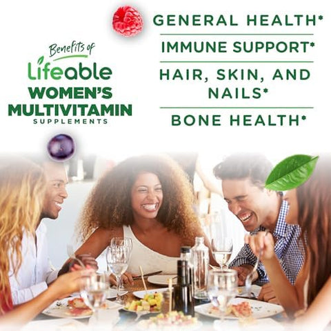 Lifeable Womens Multivitamin Gummy with Vitamin A C D E Niacin B6 Folate B12 Biotin Pantothenic Acid Iodine Zinc Great Tasting Multivitamin for Women Gummies 90 Gummies
