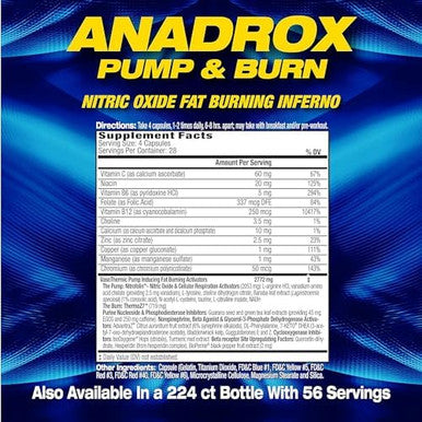 Mhp Anadrox Pump & Burn Nitric Oxide Fat Burning Inferno 112 Capsules