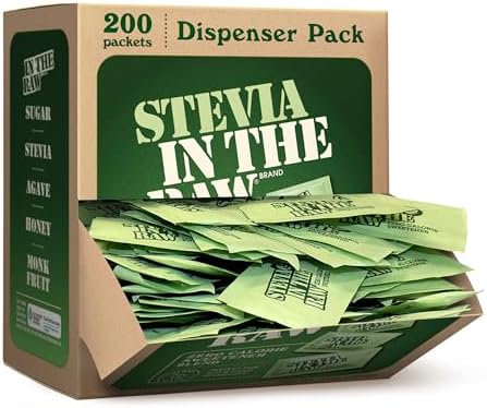 Stevia In The Raw Stevia Sweetener Packets 200 Ct Box 1 Pack Zero Calorie Stevia Sugar Substitute Packets No Erythritol or Artificial Flavors Vegan Gluten Free Kosher Low Glycemic Index