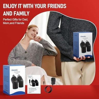 Comrelax Knee Massager With Heat & Air Compression Heated Knee Brace Wrap Knee Heating Pad For Arthritis Joint Pain 4 Modes 3 Intensities 3 Heat Levels Leg Massager With Lcd Controller (No Battery)