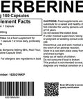 Berberine 98% 500mg 180 Capsules UK Made. Pharmaceutical Grade High Strength Supplement Metabolism Blood Sugar